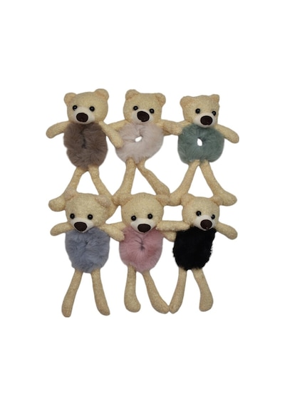 Ayıcıklı Peluş Kız Çocuk Lastik Toka & Ayna Seti Pembe