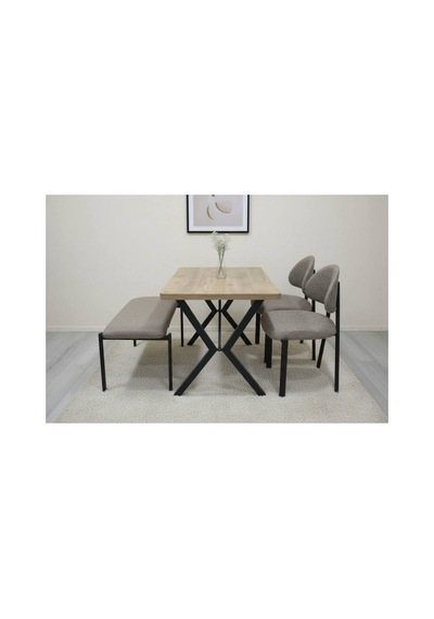 Ades Bench 2 Sandalye Mutfak Setı 2+1 Kahverengi