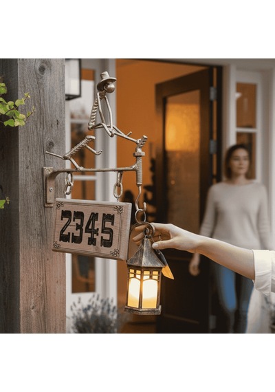 Rustik Kapı Numarası Fener Askısı Wh017 Altın