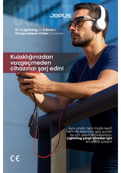Jopus İphone 3.5mm Aux Kulaklık Ve Şarj Dönüştürücü İphone & İpad Uyumlu Jo-ıp10
