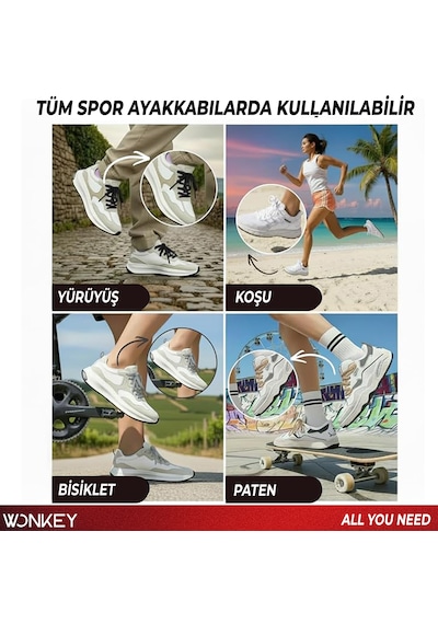 Wonkey Yassı Sneakers Spor Ayakkabı Bağcığı , Düz Bağcık , Yüksek Kaliteli Bağ, Spor Ayakkabılar İçin Premium Pamuk Bağı, Kaliteli Bağcık 1 Çift Beyaz