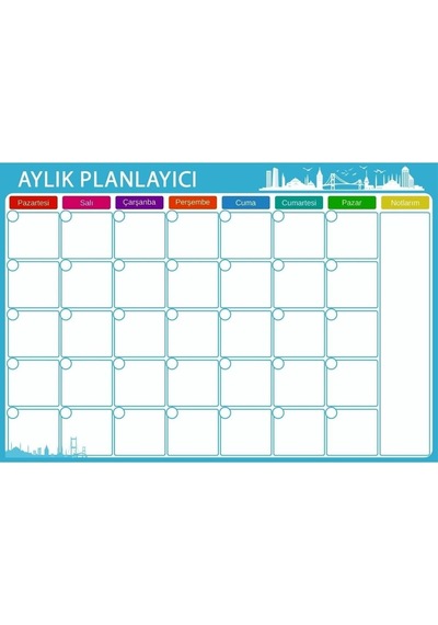 Dünya Magnet Aylık Magnet Planlayıcı, 35x50 Cm Katlanabilir Silinebilir Mıknatıslı Yazı Tahtası Pano + 3 Kalem Diğer