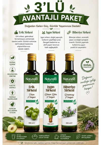 Naturella Işgın, Biberiye & Erik Sirke Seti 3 X 500 Ml