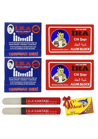 Iha Cilt Şapı 2 Adet Kalem Kantaşı 2 Adet Kibrit Kantaşı 2 Adet Shark Chrome Jilet 5'li Kutu Terleme Önleyici