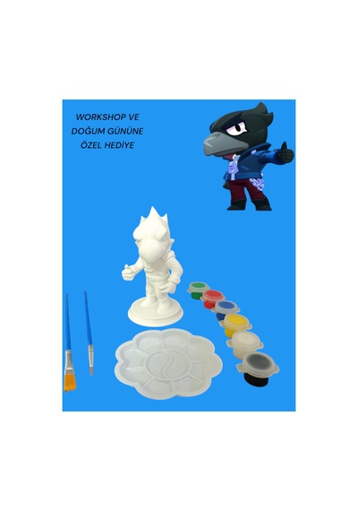 3d Brawl Stars Crow Figür Boyama Seti - Kendin Boya Hobi Ve Etkinlik Seti - Akrilik Boya + 2 Fırça