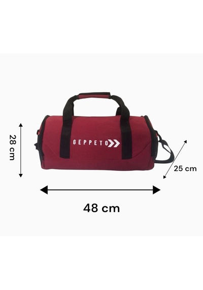 My Geppeto Bag Unisex Fitness Silindir Spor Çantası Bordo