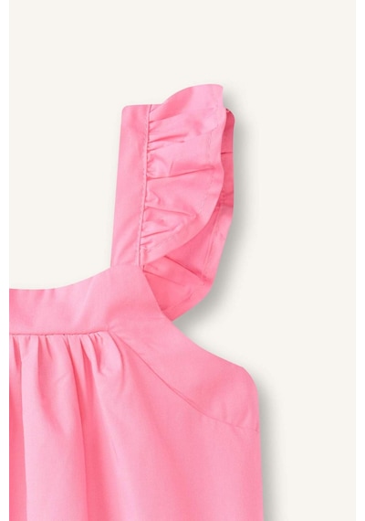 Defacto Kolsuz Poplin Pembe Elbise Kız Bebek I0491a526hspn164 Pembe-pn164