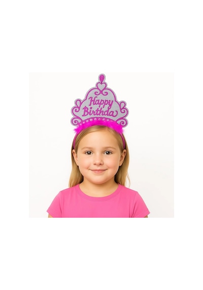 Pembe Happy Birthday Prenses Tacı Doğum Günü Taç Aksesuarı Diğer