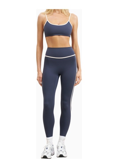 Because Of Alice Base Contrast Trim Leggings Yüksek Bel Şekillendirici Kadın Tayt Mavi