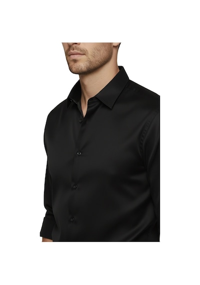 Deepsea Siyah Slim Fit Erkek Gömlek Kolay Ütülenen Nefes Alan Kumaş, Dört Mevsim Şıklık 2608515 Siyah Deepsea Siyah Slim Fit Erkek Gömlek Kolay Ütülenen Nefes Alan Kumaş, Dört Mevsim Şıklık 2608515 Siyah