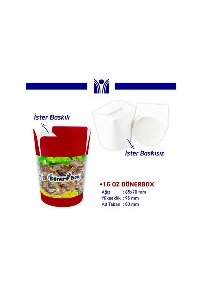 16 Oz Döner Box 1 Koli 500 Adet
