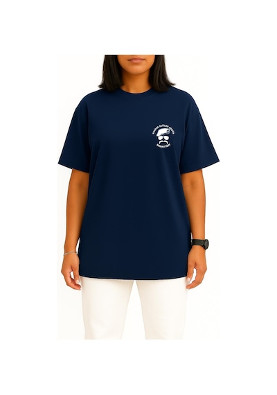 Bahriyeli Collection Oversize Sadece Ölüler Görür Babayiğit Cep Baskılı Unisex T-shirt Lacivert
