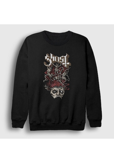 Presmono Unisex Demons Ghost Sweatshirt Siyah