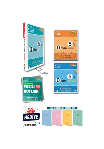 5. Sınıf 0'dan 5'e Konu Anlatımlı Soru Bankası Seti Ve 1. Dönem Yazılı Notlar + Defter Hediyeler