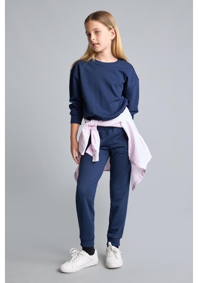 Defacto Relax Fıt Bisiklet Yaka Lacivert Sweatshirt Kız Çocuk E6842a826aunv241 Lacivert-nv241