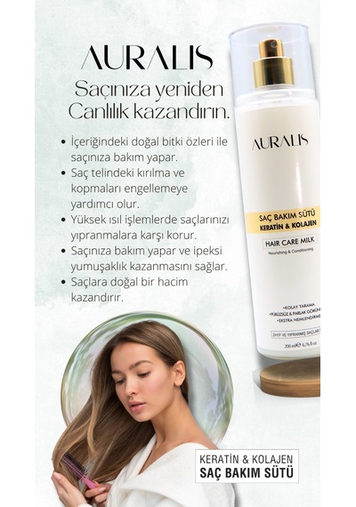 Auralis Keratin Ve Kolajen İçeren Besleyici Onarıcı Saç Bakım Sütü 200 Ml