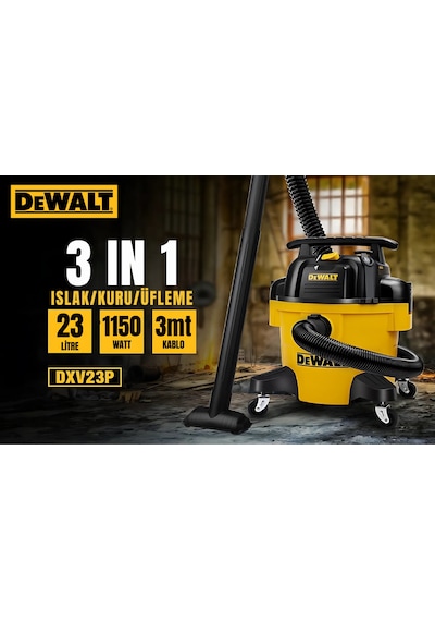 Dewalt Dxv23p 1150w 23lt Taşınabilir Islak Ve Kuru Elektrikli Süpürge