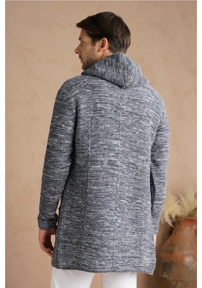 Tarz Cool Erkek Gri Karışım Kapüşonlu Triko Hırka-hrk7721r02s Gri