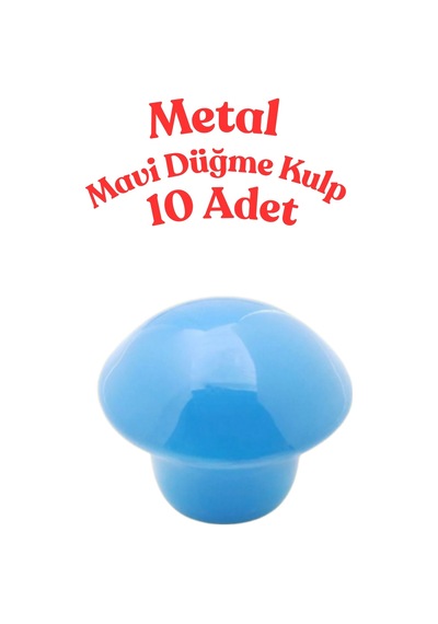 10 Adet Metal Yuvarlak Düğme Kulp - Çocuk Odası, Mutfak Ve Dolap İçin Modern Çekmece Kulbu Mavi Mavi