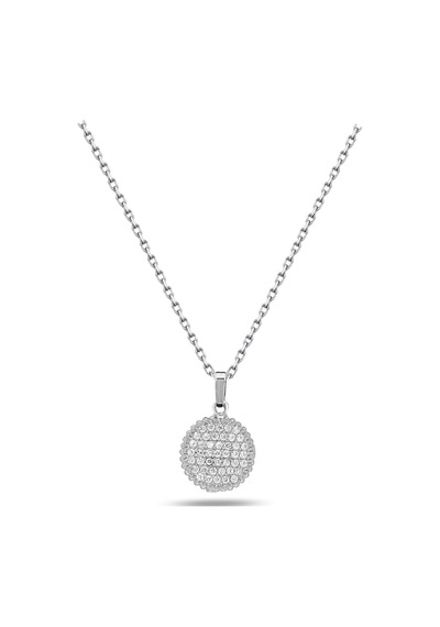 Brezza Lusso Jewelry Timeless Series Zirkon Taşlı Gümüş Parıltılı Küre Kolyesi Gümüş