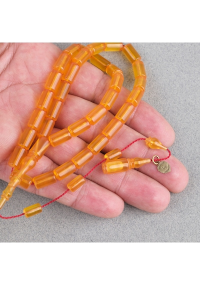 Ateş Kehribar Eski Oyun Zar Obje Patinli Kapsül Kesim 6x10.5mm Tesbih