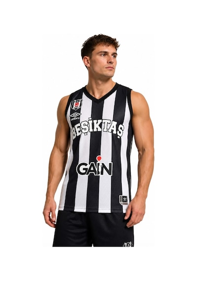 Beşiktaş Umbro Sponsor Baskılı Erkek Basketbol Forması Siyah - Beyaz