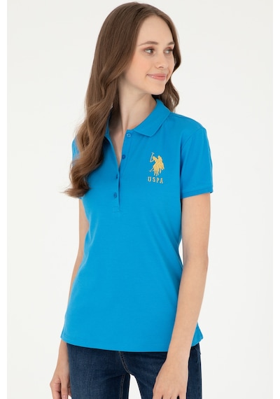 U.S. Polo Assn. Kadın Saks Basic Polo Yaka Tişört 50280071-VR045