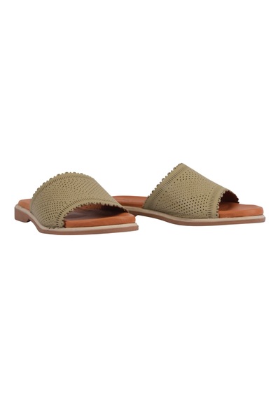 Napa Shoes Kadın Lazer Kesimli Perfore Düz Taban Rahat Terlik Napa-1204 Yeşil