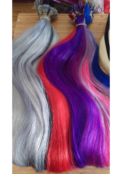 Renkli İnsan Saçı Saç Kaynak Renkli.Colored Human Hair