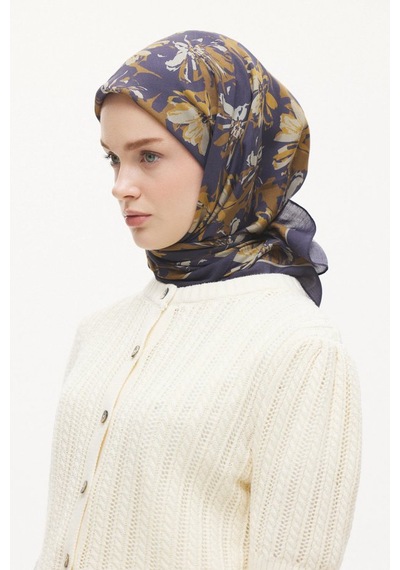 Emproyal Çiçekli Desen Velune Eşarp Mor