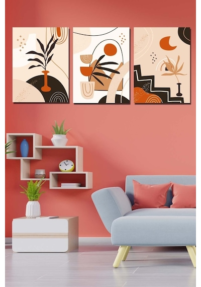 No77decor 3 Parça Sanatsal Tablo Seti Dijital Baskı