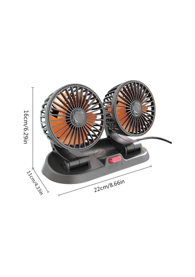 Araç İçi Vantilatör 360 Dönebilen Torpido Üstü Çift Başlıklı Vantilatör 12v Uyumlu Çakmaklık Girişli Soğutucu Fan