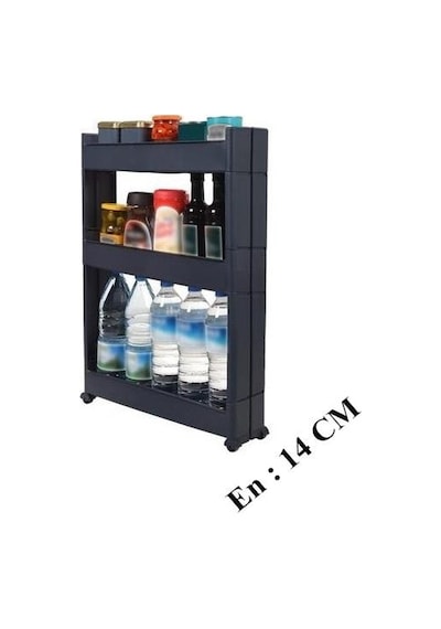 Slim Organizer 3 Katlı Plastik Banyo / Mutfak Düzenleyici Raf Antrasit 49,5 14 80 Cm Antrasit