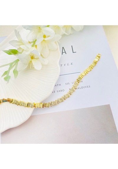 Kadın Bileklik Ritim Bileklik Zirkon Taşlı Paslanmaz Xuping Vip Seri 14 Ayar Gold 19cm Altın