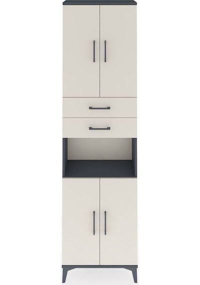 Arges Dolap 4 Raflı 2 Çekmeceli 4 Kapaklı 60x30x221 Antrasit-... Antrasit
