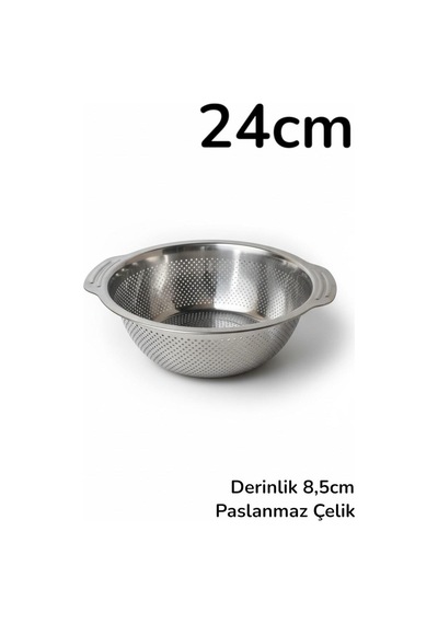 Paslanmaz Çelik Süzgeç, Kevgir 24cm Gri