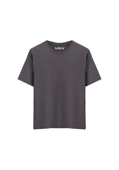 Rich Erkek 2 Li Paket %100 Pamuk Oversize Tişört Basic Bisiklet Yaka Kısa Kollu T-shirt Gri