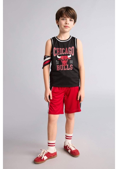 Defacto Nba Chıcago Bulls Regular Fıt Tül Şort Erkek Çocuk H2883a826hsrd70 Kırmızı-rd70