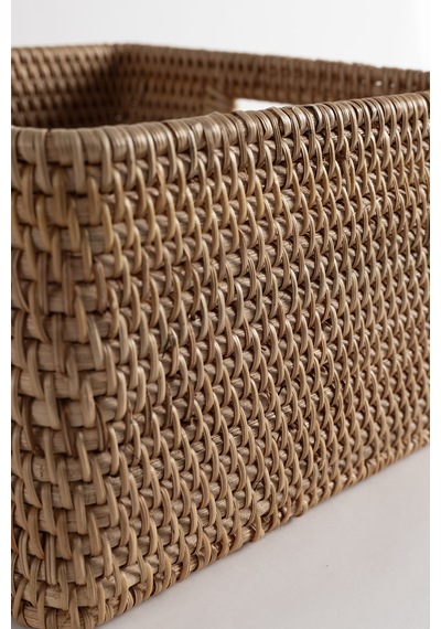 Meander Rattan Küçük Boy Saklama Kutusu & Dekoratif Sepet 27x25x1 Natural