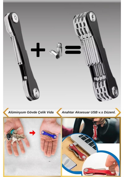 Pratik Ve Akıllı Alüminyum Anahtarlık Anahtar Ve Aksesuar Düzenleyici Organizet Çok Renkli - 822414012 Çok Renkli