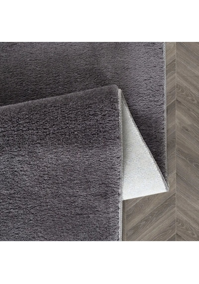Vl Yuvarlak Comfort Düz Saçaklı Peluş Antrasit Yolluk Halı Oval Antrasit Düz Saçak