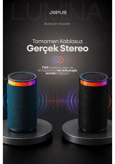 Yüksek Sesli Işıklı Taşınabilir TWS Bluetooth Hoparlör Şarjlı Kablosuz Speaker USB SD Destekli