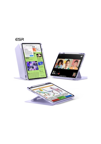 iPad Uyumlu Air 13 M2-M3-M4 2025 Flip Kalem Kontrol Kılıf Kapaklı Kılıf Violet