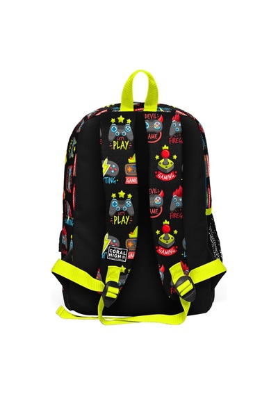 Coral High Kids Siyah Neon Sarı Game Over Desenli Usb'li 2'li Okul Çanta Seti Set0223828