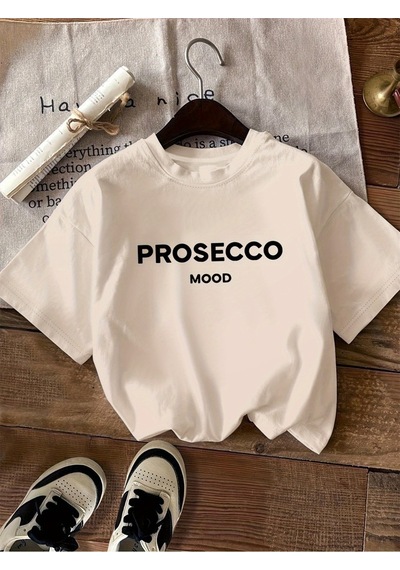 Uyguntarz Unisex Prosecco Baskılı Tasarım Tshirt Bej