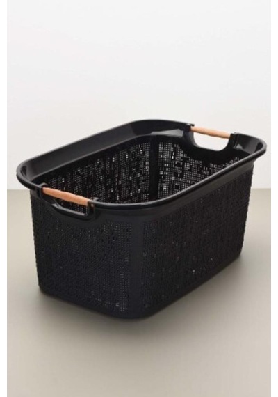 Woow Çamaşır Sepeti - Çamaşır Sepeti - Plastik Sepet 30 Lt - Siyah Siyah