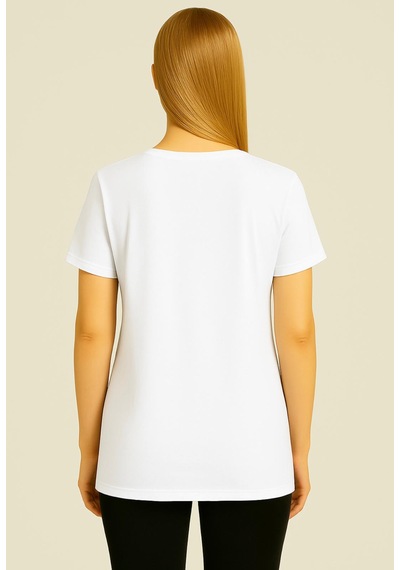 Axxel Kadın Beyaz Kısa Kollu Oversize T-shirt-d804-k Beyaz