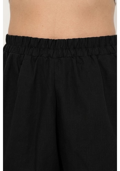 Kadın Siyah Yüksek Bel Şort Rahat Kalıp Şık Günlük Yazlık Mini Şort Casual Modern Basic Şort