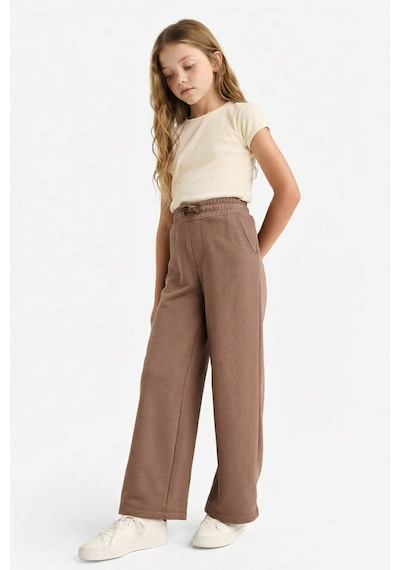 Defacto Kız Çocuk Wide Leg Beli Lastikli Geniş Paça Eşofman Altı D0743a825aubn534 Kahve