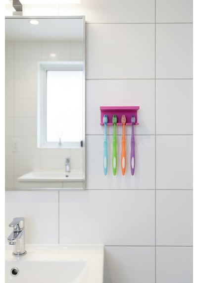 Beyaz Yapışkanlı Çok Amaçlı Diş Fırçası Jilet Jiletlik Asacağı Askılığı Askılık Diş Fırçalık Banyo Organizer